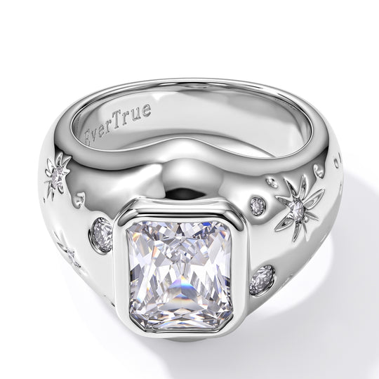 Weißer Zirkonia Ring Nickelfreies Messing Rhodiniert (Größe 21.00)