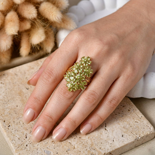 EVER TRUE Natürlicher Peridot Ring 950 Kupfer (Größe 19.00) ca. 5.31 ct