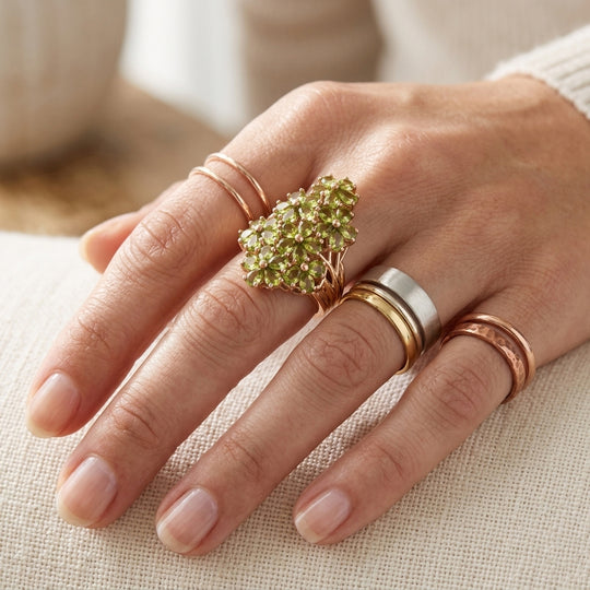 EVER TRUE Natürlicher Peridot Ring 950 Kupfer (Größe 19.00) ca. 5.31 ct