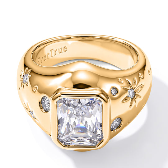 Weißer Zirkonia Ring Nickelfreies Messing Vergoldet (Größe 20.00)