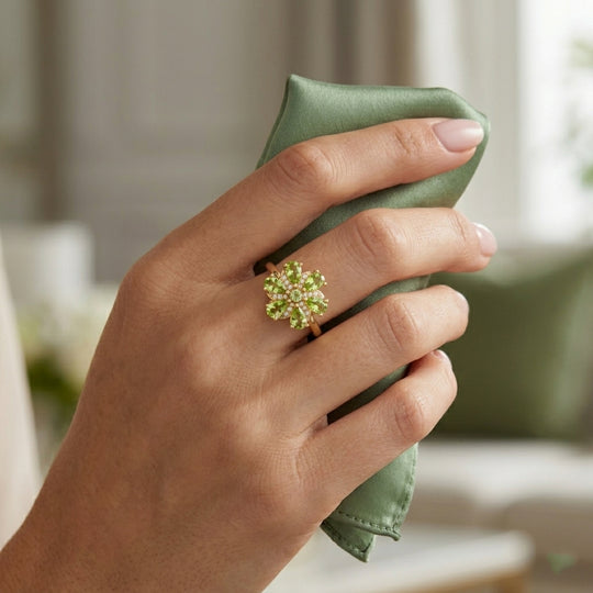 EVER TRUE Natürlicher Peridot Ring 950 Kupfer (Größe 18.00) ca. 1.44 ct