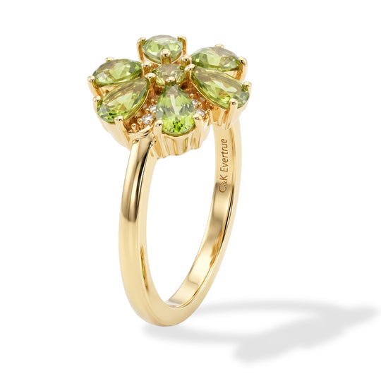 EVER TRUE Natürlicher Peridot Ring 950 Kupfer (Größe 18.00) ca. 1.44 ct
