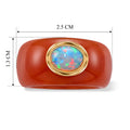 D'Joy Gefärbte rote Jade, Natürlicher, äthiopischer Welo Opal Ring 925 Silber Vergoldet (Größe 17.00) ca. 30,09 ct