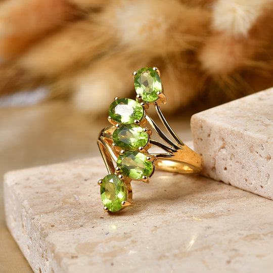 EVER TRUE Natürlicher Peridot Ring 950 Kupfer (Größe 20.00) ca. 4.28 ct