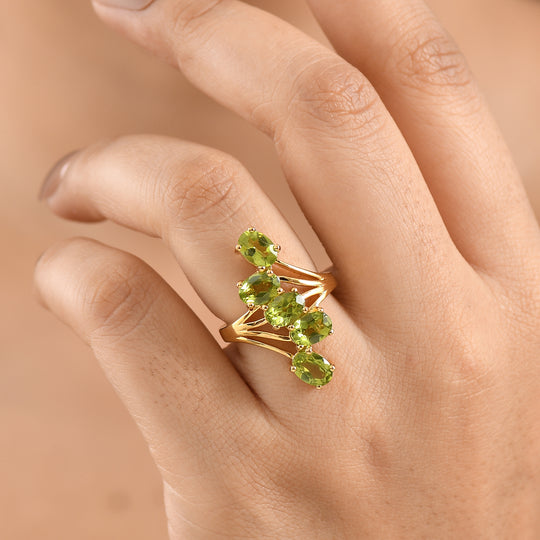EVER TRUE Natürlicher Peridot Ring 950 Kupfer (Größe 20.00) ca. 4.28 ct