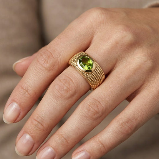 EVER TRUE Natürlicher Peridot Rin,  950 Kupfer (Größe 21.00) ca. 1.21 ct