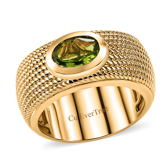 EVER TRUE Natürlicher Peridot Rin,  950 Kupfer (Größe 21.00) ca. 1.21 ct