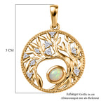 D'Joy AA Natürlicher, äthiopischer Welo Opal, Weißer Zirkon Anhänger 925 Silber Gold ca. 0.46 ct