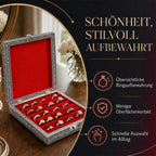 LIVMORE Schmuckbox mit Pfauenprägung, Edle Aufbewahrung, 20 x 20 x 5 cm