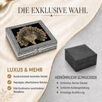 LIVMORE Schmuckbox mit Pfauenprägung, Edle Aufbewahrung, 20 x 20 x 5 cm
