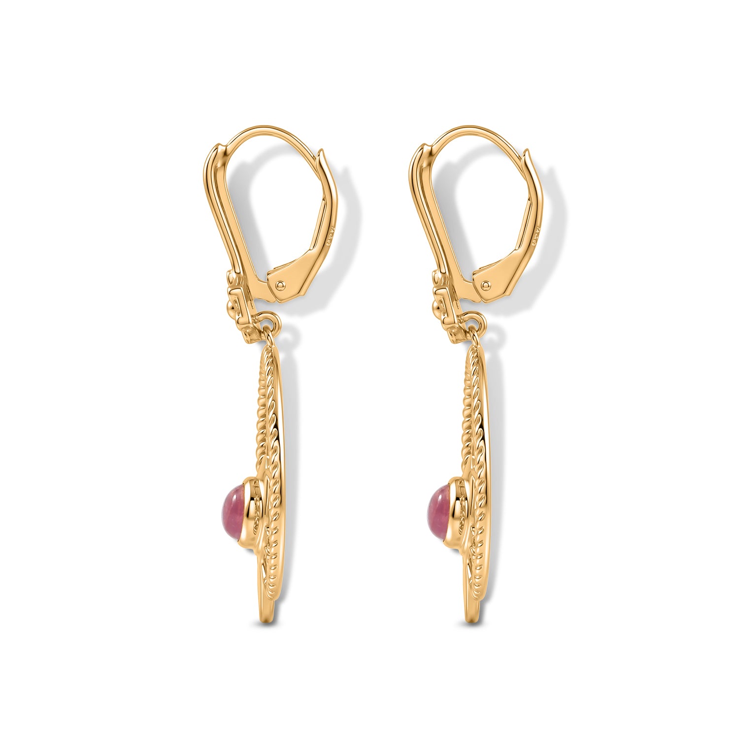 D'Joy Flamingo Mondstein, Schwarzer Spinell Ohrringe 925 Silber Gold ca. 1.00 ct