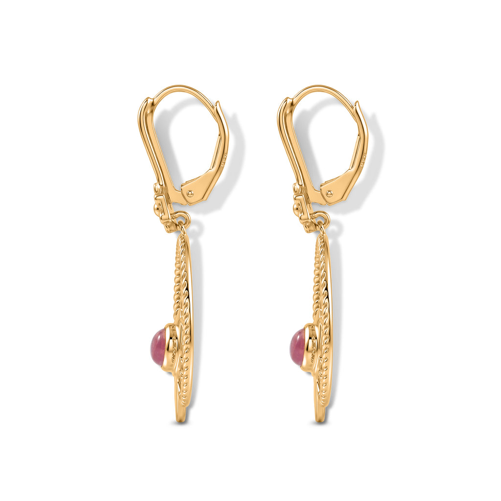 D'Joy Flamingo Mondstein, Schwarzer Spinell Ohrringe 925 Silber Gold ca. 1,00 ct.
