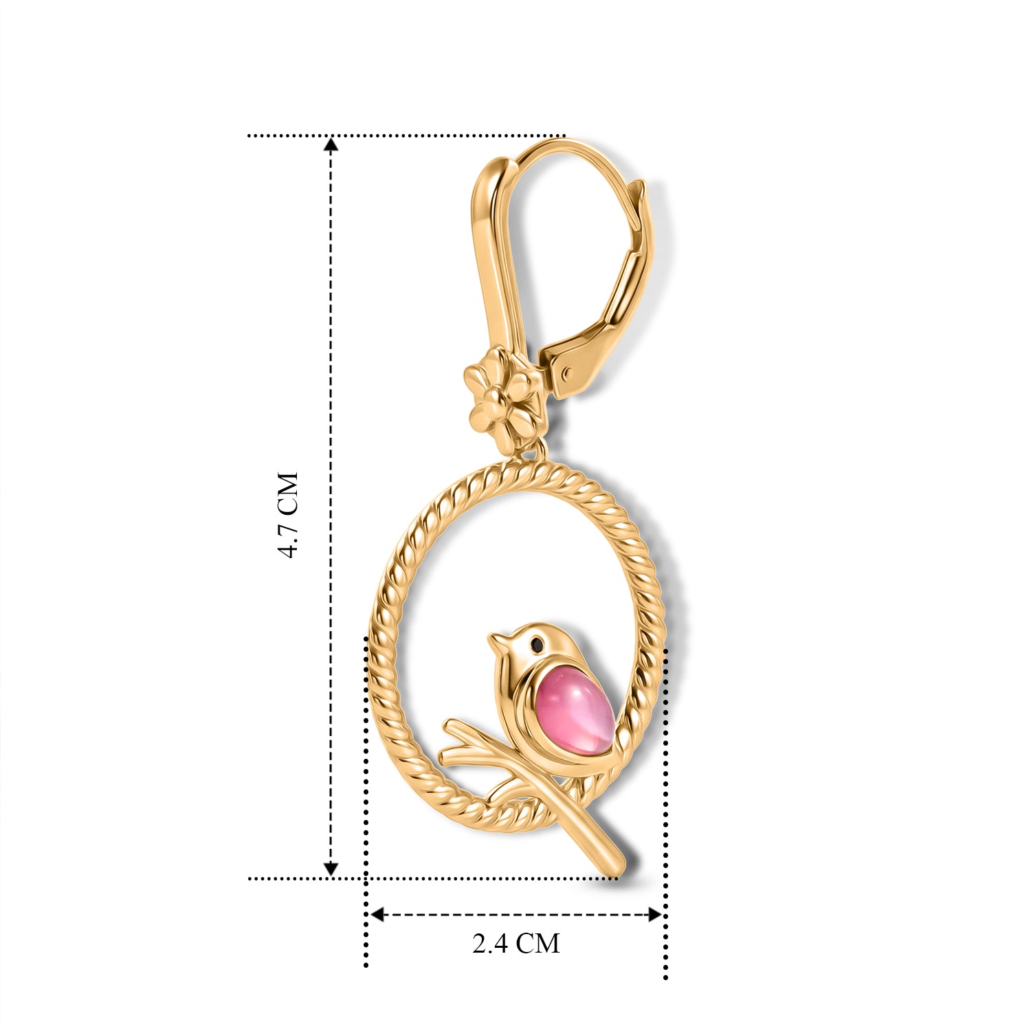 D'Joy Flamingo Mondstein, Schwarzer Spinell Ohrringe 925 Silber Gold ca. 1,00 ct.