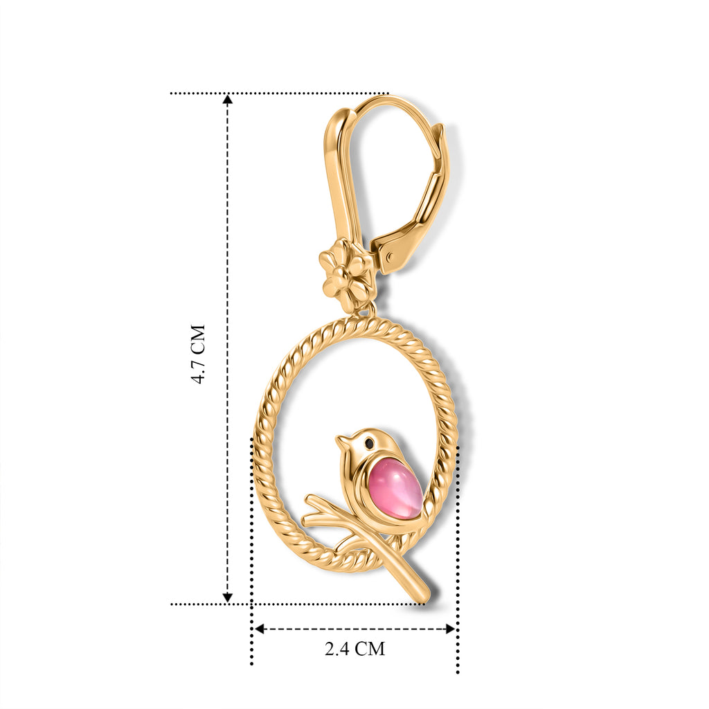 D'Joy Flamingo Mondstein, Schwarzer Spinell Ohrringe 925 Silber Gold ca. 1,00 ct.