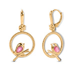 D'Joy Flamingo Mondstein, Schwarzer Spinell Ohrringe 925 Silber Gold ca. 1,00 ct.