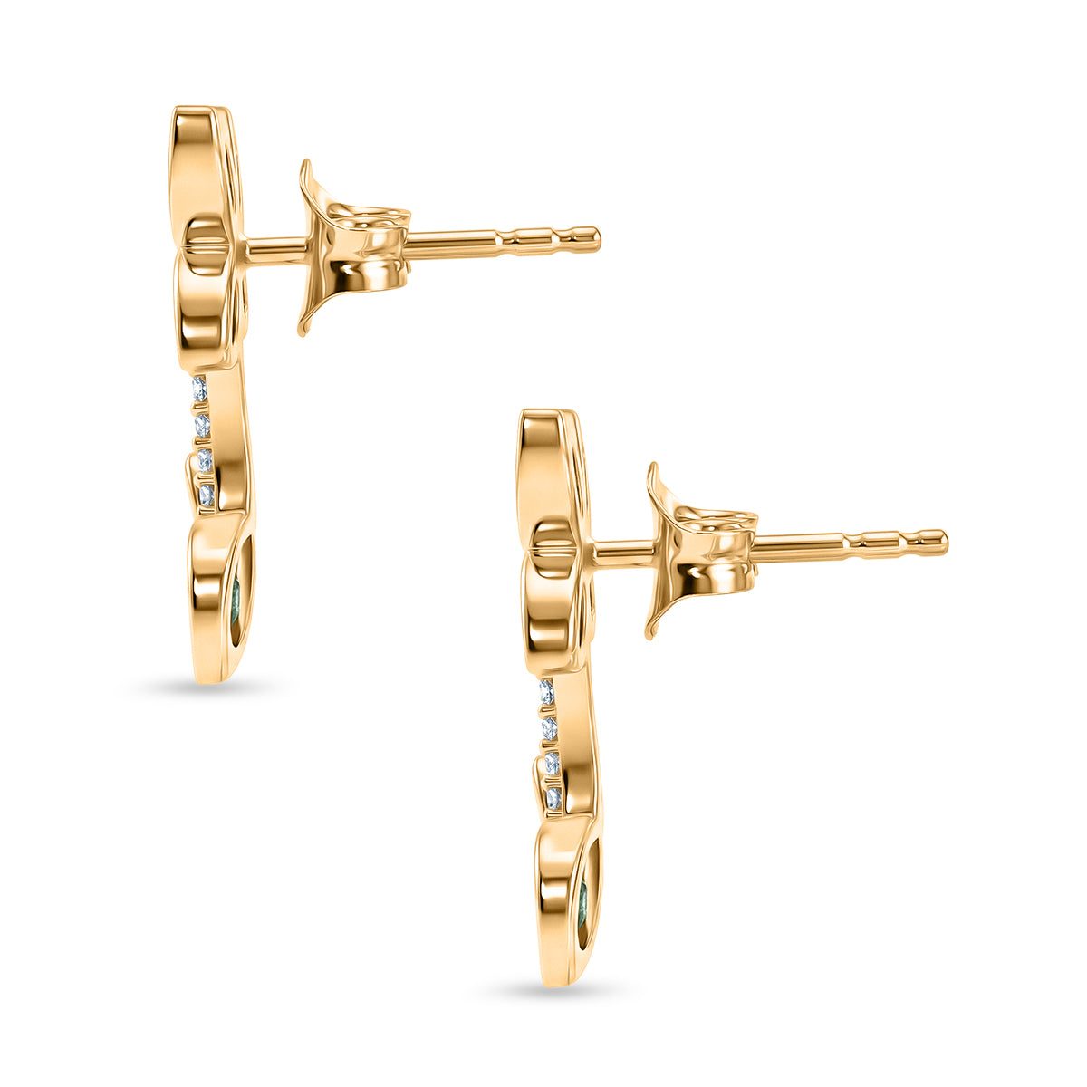 EVER TRUE AA Kagem Sambischer Smaragd, Weißer Zirkon Ohrringe Reine Bronze ca. 0.42 ct