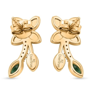 EVER TRUE AA Kagem Sambischer Smaragd, Weißer Zirkon Ohrringe Reine Bronze ca. 0.42 ct