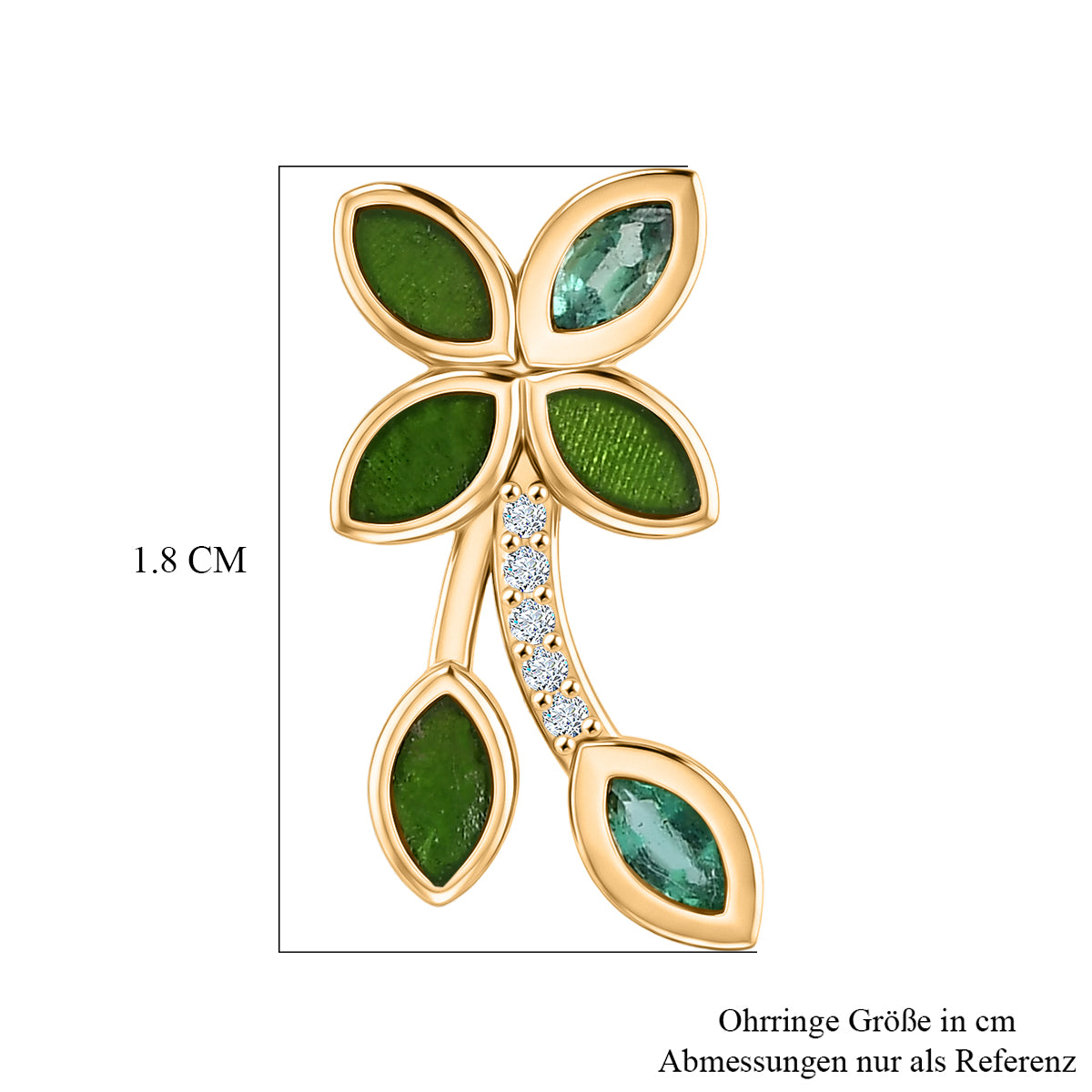 EVER TRUE AA Kagem Sambischer Smaragd, Weißer Zirkon Ohrringe Reine Bronze ca. 0.42 ct