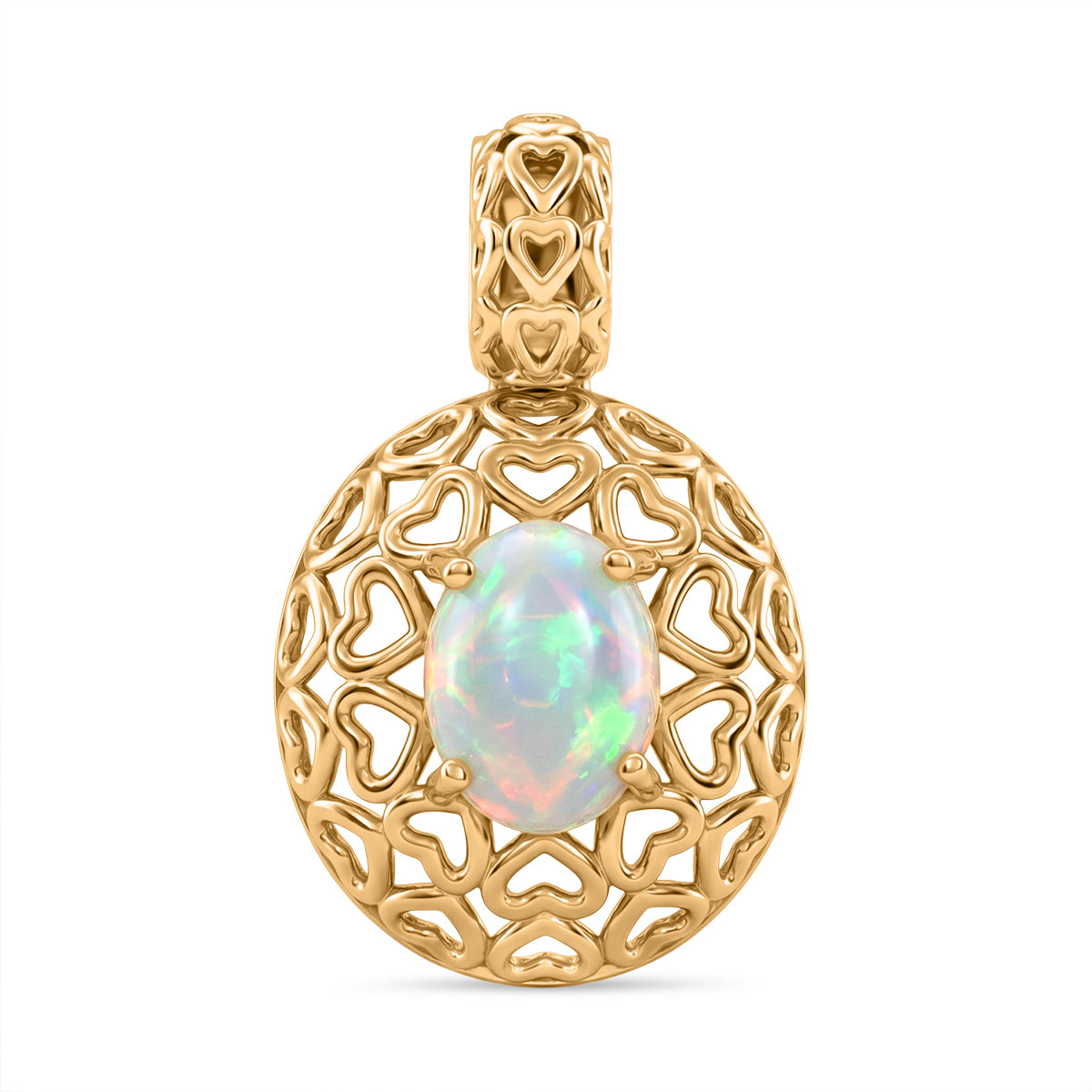 D'Joy AA Natürlicher, äthiopischer Welo Opal Anhänger 925 Silber Gold ca. 0.82 ct