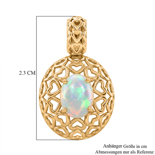 D'Joy AA Natürlicher, äthiopischer Welo Opal Anhänger 925 Silber Gold ca. 0.82 ct