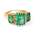 D'Joy Smaragd-Quarz Triplette Ring 925 Silber 750 Gelbgold vermeil (Größe 17.00) ca. 6,08 ct