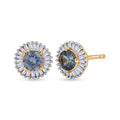 D'Joy Pfau Tansanit, Weißer Diamant Ohrringe 925 Silber 750 Gelbgold vermeil ca. 1,16 ct.
