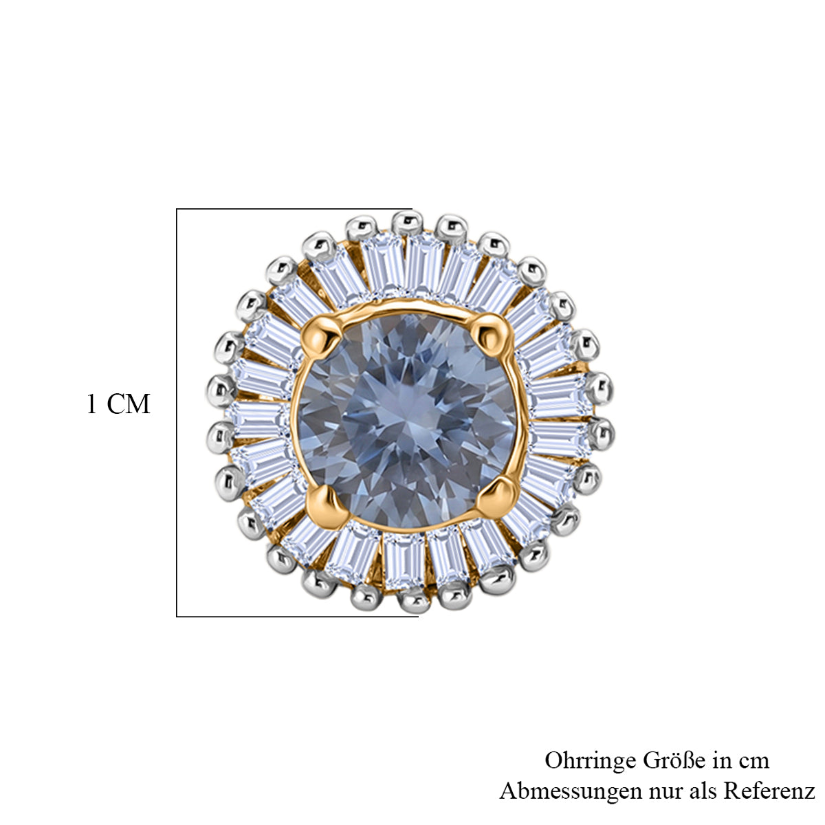 D'Joy Pfau Tansanit, Weißer Diamant Ohrringe 925 Silber 750 Gelbgold vermeil ca. 1,16 ct.
