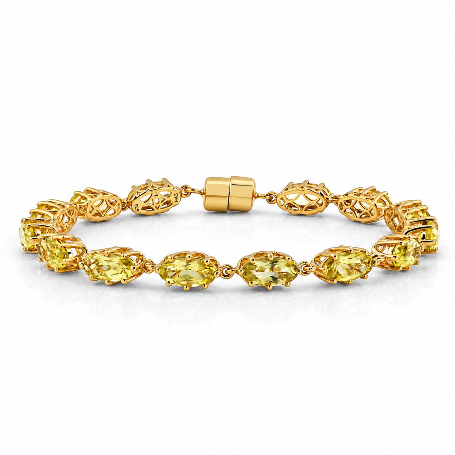 D'Joy AAA Ouro Verde-Quarz Armband ca. 20 cm 925 Silber 750 Gelbgold vermeil ca. 16,29 ct.