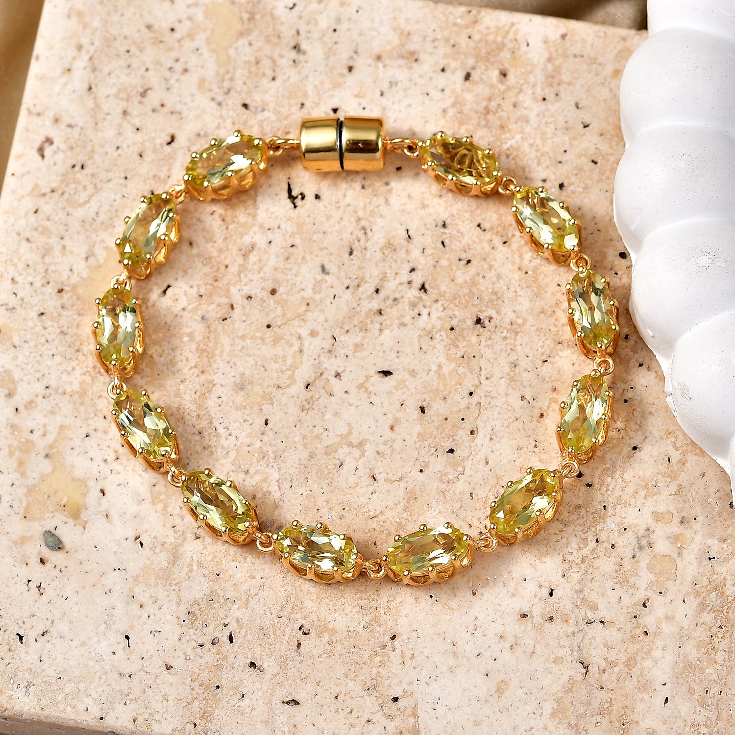 D'Joy AAA Ouro Verde-Quarz Armband ca. 20 cm 925 Silber 750 Gelbgold vermeil ca. 16,29 ct.