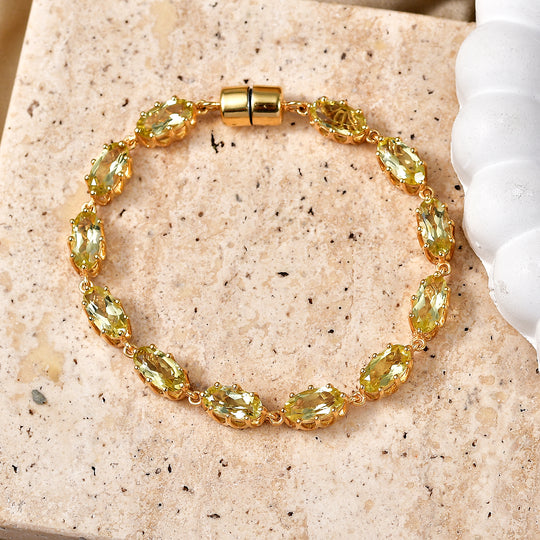 D'Joy AAA Ouro Verde-Quarz Armband ca. 20 cm 925 Silber 750 Gelbgold vermeil ca. 16,29 ct.