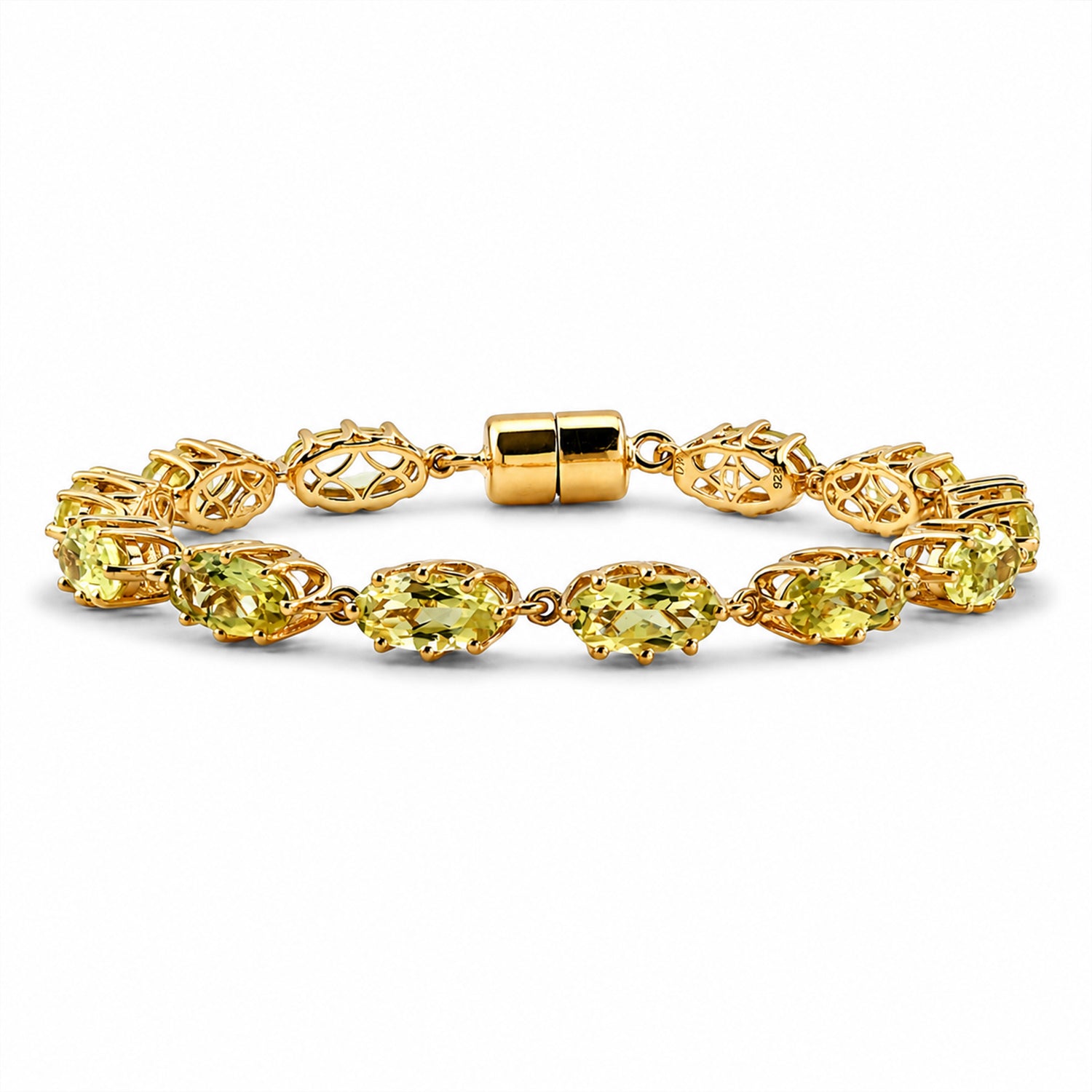 D'Joy AAA Ouro Verde-Quarz Armband ca. 18 cm 925 Silber 750 Gelbgold vermeil ca. 11,84 ct.