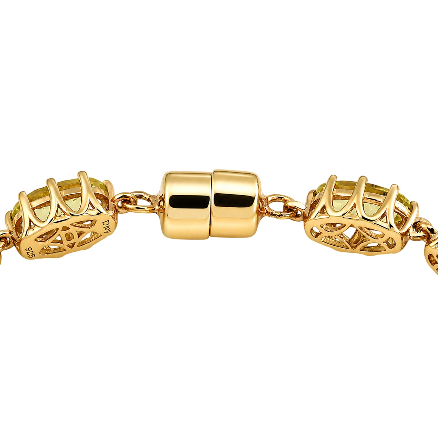 D'Joy AAA Ouro Verde-Quarz Armband ca. 18 cm 925 Silber 750 Gelbgold vermeil ca. 11,84 ct.
