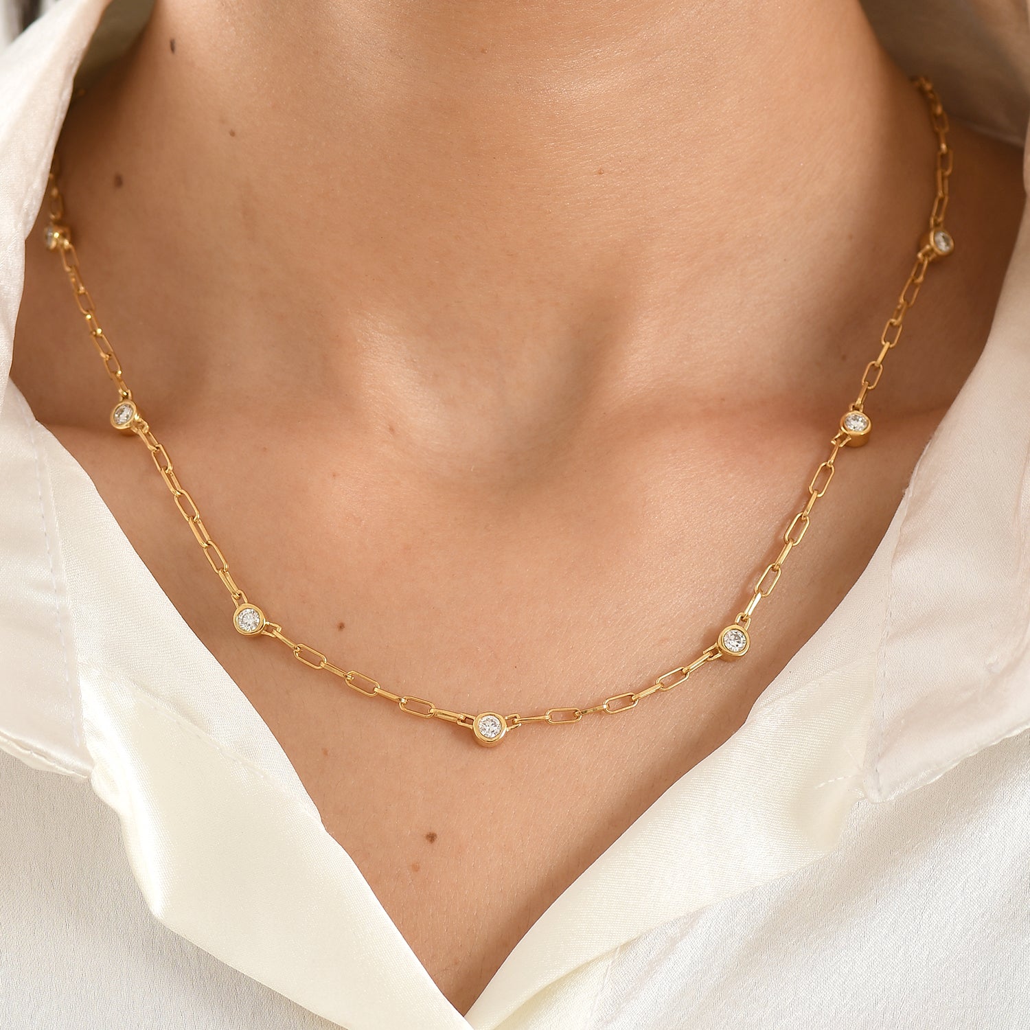 LUXURIANT DIAMOND - Lab Grown Diamant SI-GH SGL zertifiziert Halskette ca. 45 cm 925 Silber 750 Gelbgold vermeil ca. 1,02 ct.