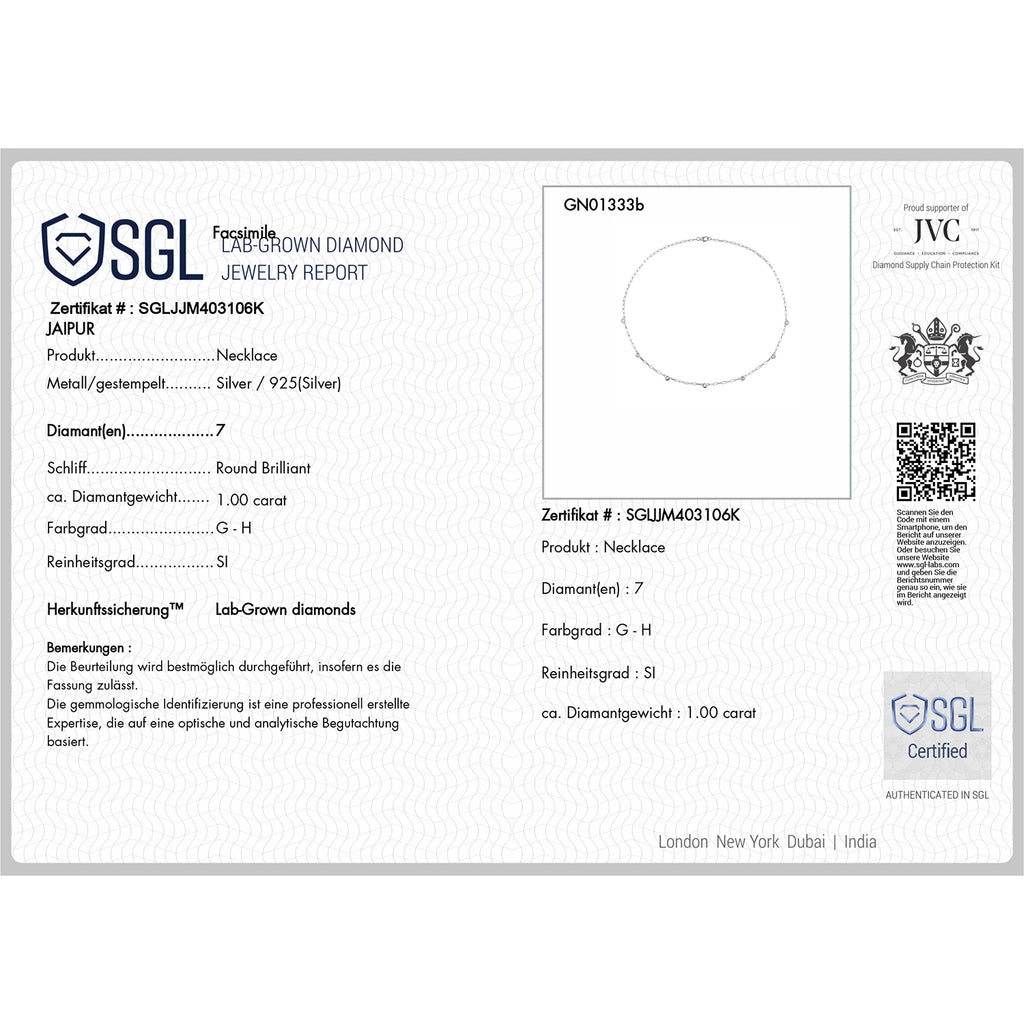 LUXURIANT DIAMOND - Lab Grown Diamant SI-GH Halskette ca. 45 cm 925 Silber 750 Gelbgold vermeil ca. 1,02 ct.