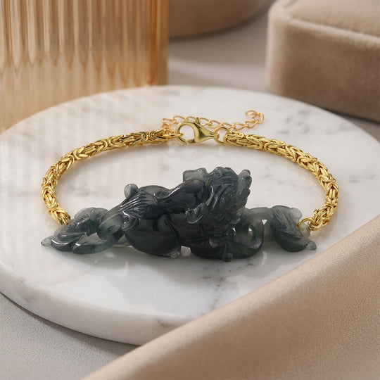 EXTREM SELTEN AAA Natürlicher Olmek Jadeit Armband ca. Flexibles cm 925 Silber Vergoldet ca. 8,50 ct.