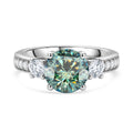 D'Joy Blauer Moissanit, Moissanit Ring 925 Silber Rhodiniert (Größe 17.00) ca. 2,29 ct