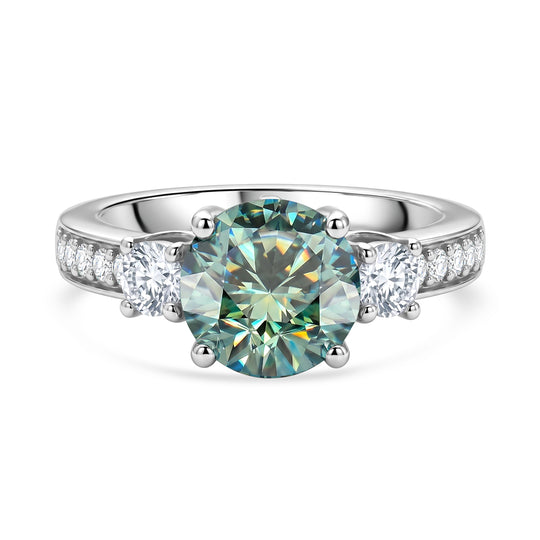 D'Joy Blauer Moissanit, Moissanit Ring 925 Silber Rhodiniert (Größe 19.00) ca. 2,29 ct