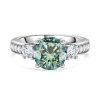 D'Joy Blauer Moissanit, Moissanit Ring 925 Silber Rhodiniert (Größe 21.00) ca. 2,29 ct