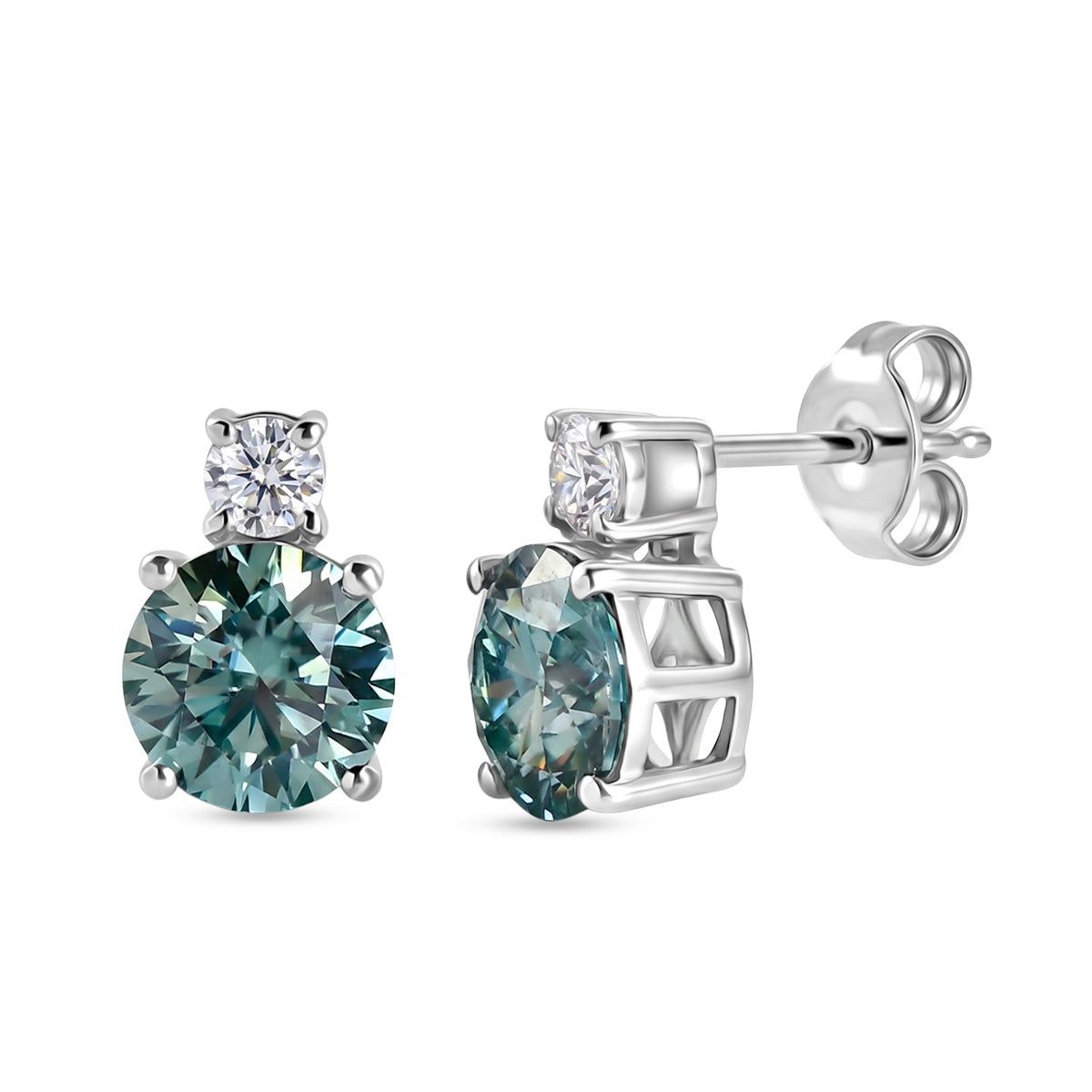 D'Joy Blauer Moissanit, Moissanit Ohrringe 925 Silber Rhodiniert ca. 3,86 ct.