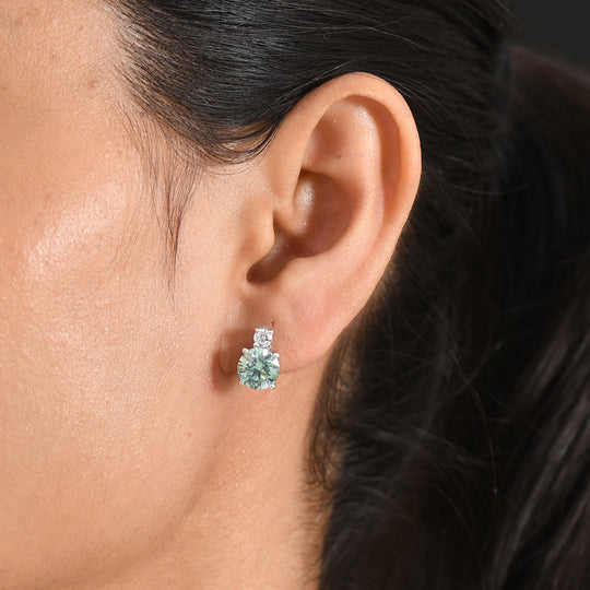 D'Joy Blauer Moissanit, Moissanit Ohrringe 925 Silber Rhodiniert ca. 3,86 ct.