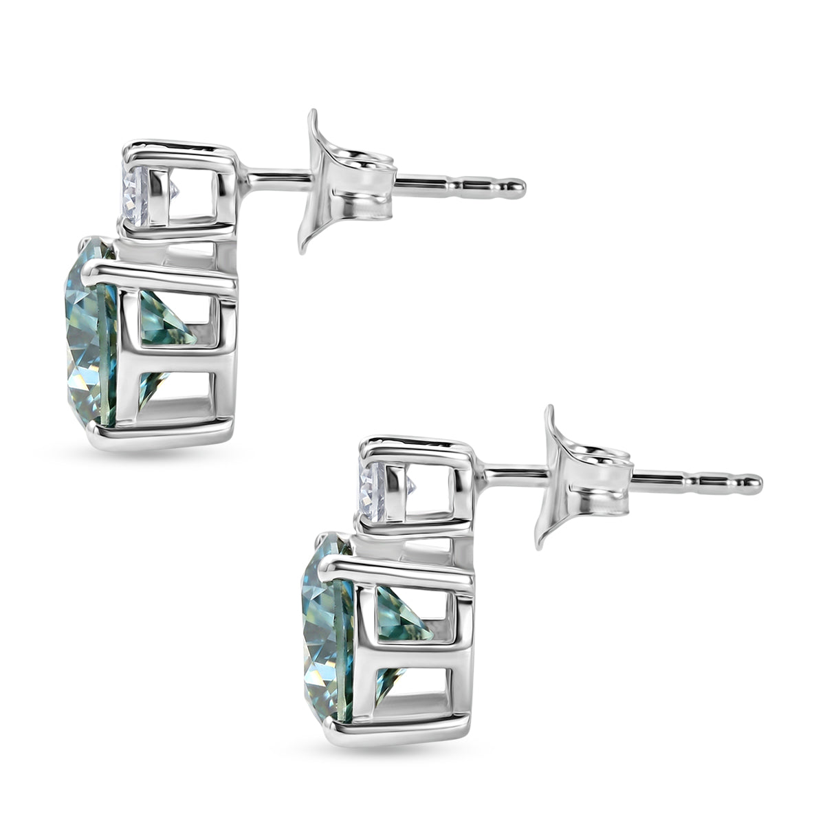 D'Joy Blauer Moissanit, Moissanit Ohrringe 925 Silber Rhodiniert ca. 3,86 ct.