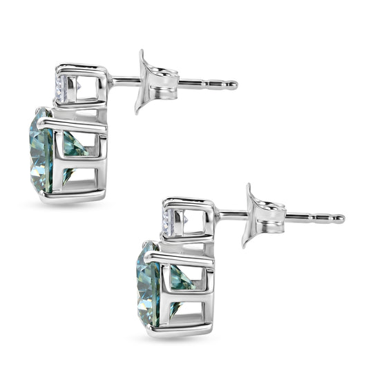 D'Joy Blauer Moissanit, Moissanit Ohrringe 925 Silber Rhodiniert ca. 3,86 ct.