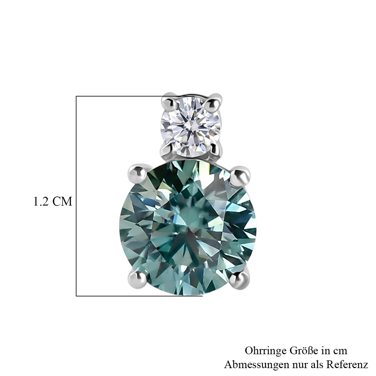 D'Joy Blauer Moissanit, Moissanit Ohrringe 925 Silber Rhodiniert ca. 3,86 ct.