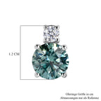 D'Joy Blauer Moissanit, Moissanit Ohrringe 925 Silber Rhodiniert ca. 3,86 ct.