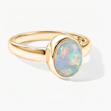 D'Joy 1,06 ct. AA natürlicher, äthiopischer Welo Opal Ring, 925 Silber rhodiniert
