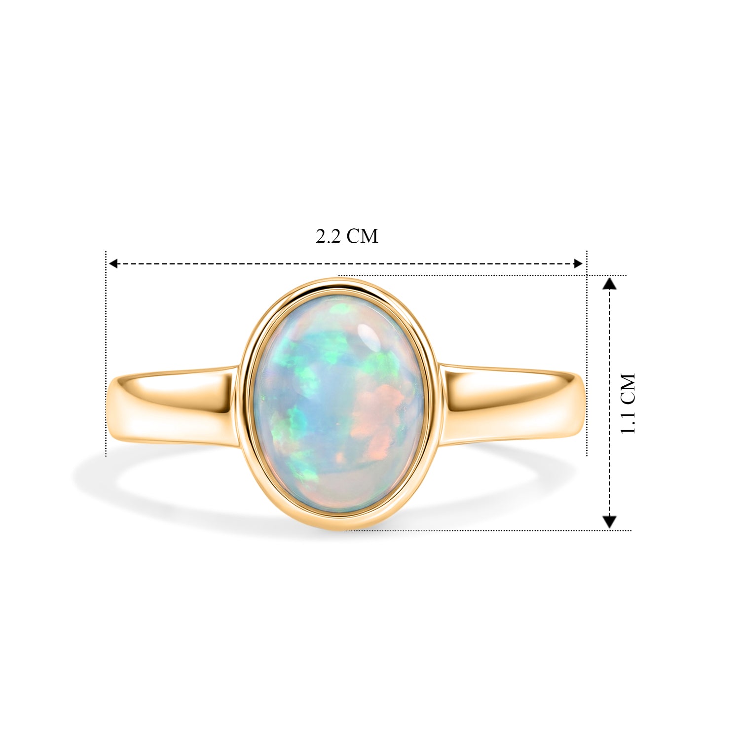 D'Joy AA Natürlicher, äthiopischer Welo Opal Ring 925 Silber 750 Gelbgold vermeil (Größe 18.00) ca. 1,06 ct