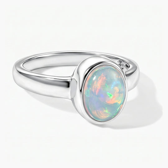 D'Joy 1,06 ct. AA natürlicher, äthiopischer Welo Opal Ring, 925 Silber rhodiniert