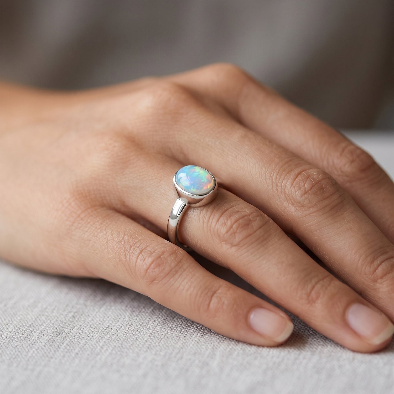 D'Joy AA Natürlicher, äthiopischer Welo Opal Ring 925 Silber 750 Gelbgold vermeil (Größe 18.00) ca. 1,06 ct
