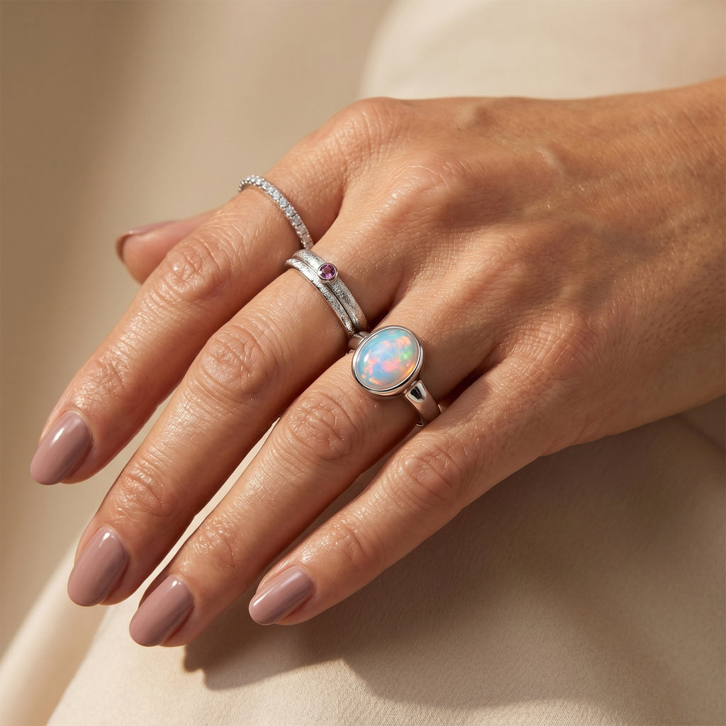 D'Joy AA Natürlicher, äthiopischer Welo Opal Ring 925 Silber 750 Gelbgold vermeil (Größe 18.00) ca. 1,06 ct