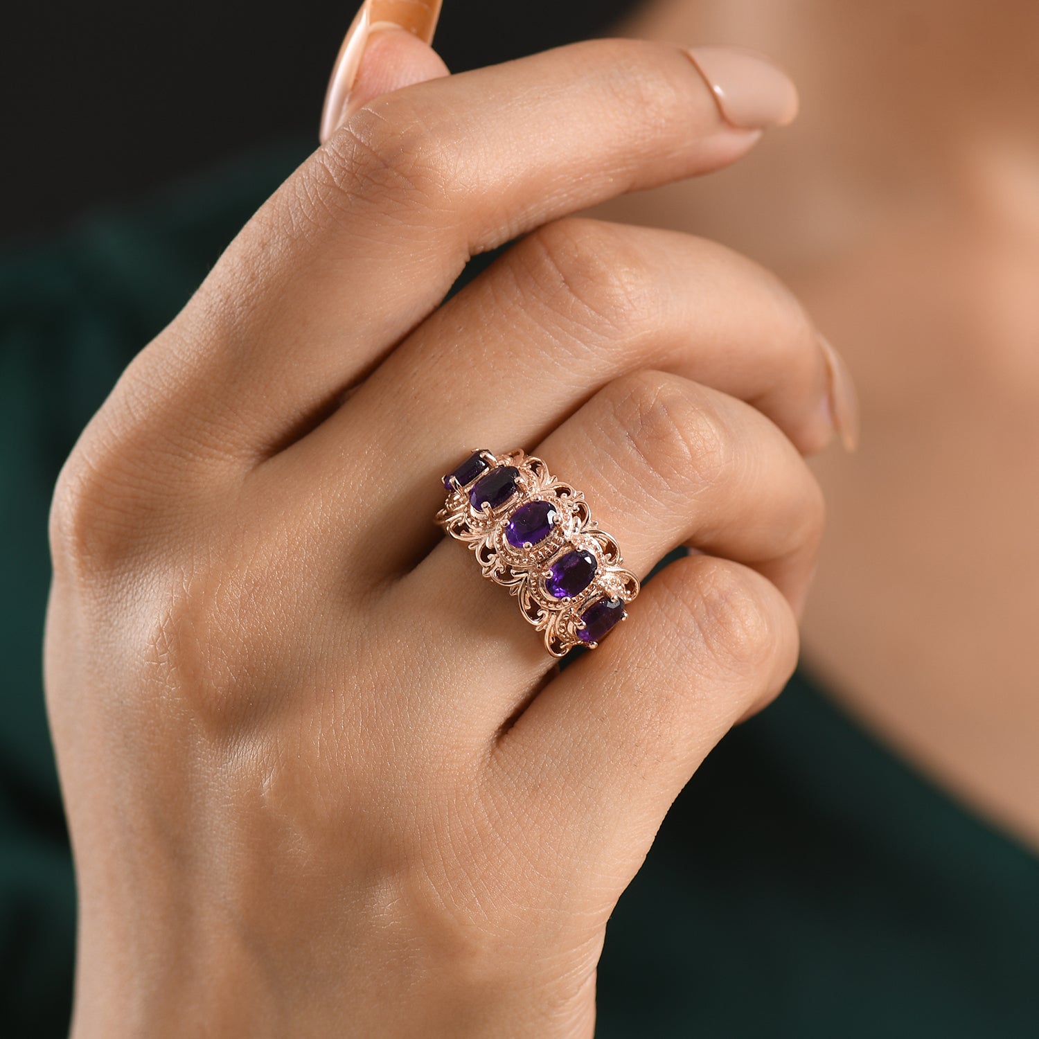 EVER TRUE Schwarzer Spinell, Mosambik Granat Ring 950 Kupfer (Größe 19.00) ca. 2,64 ct